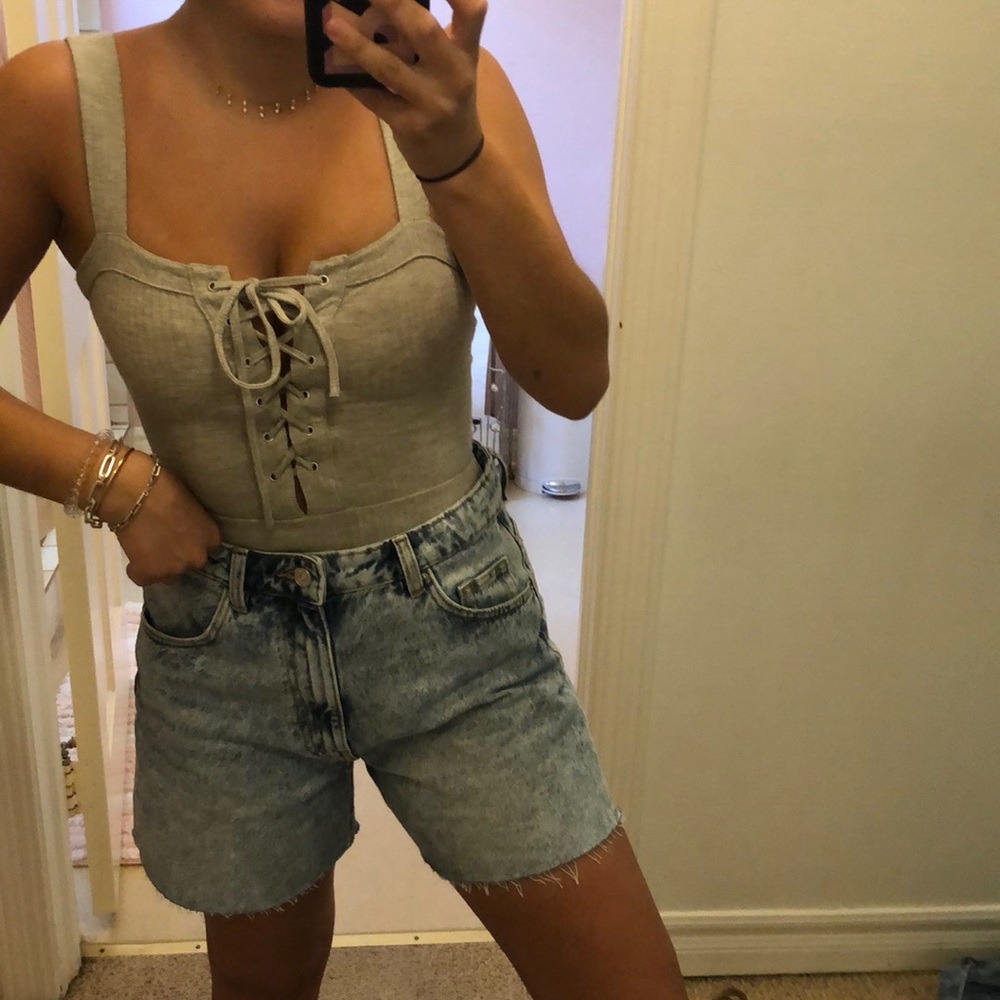 Ribbed Corset Bodysuit